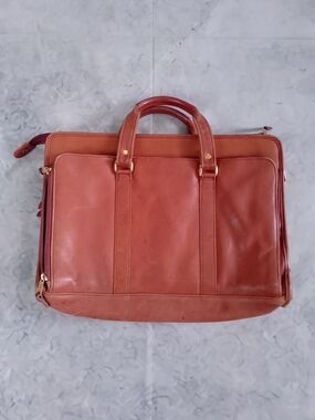 Vintage Leather Briefcase Bag - Brown